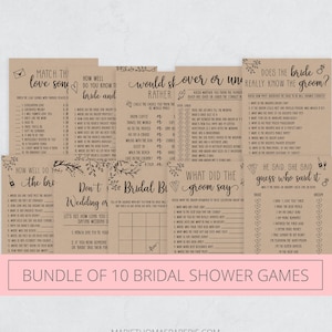 Savanah - Bridal Shower Games Bundle Bridal Shower Games Printable Rustic Bundle of 10 Instant Download