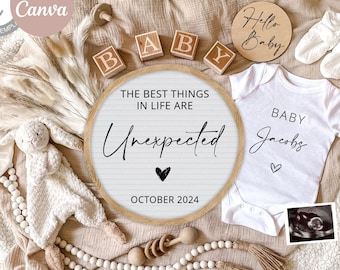 Digital Pregnancy Announcement for Social Media, Editable Letter Board Pregnancy Announcement, Gender Neutral Announcement, Instant Download