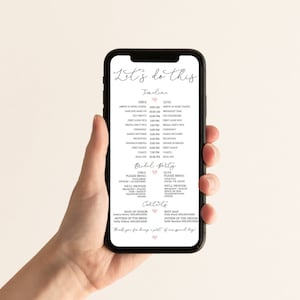 Lacie - Electronic Wedding Timeline Evite, Wedding Itinerary, Wedding Day Timeline, Digital Phone Itinerary, 100% Editable, Instant Download
