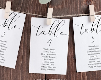 Modern Script Wedding Seating Chart Template, Wedding Table Numbers, Seating Plan, Editable Instant Download, Rustic Elegant Black - Emelia