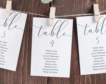 Modern Script Wedding Seating Chart Template, Wedding Table Numbers, Seating Plan, Editable Instant Download, Rustic Elegant Gray - Emelia