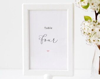 Lacie - Wedding Table Number Template, Simple Script Table Number Card, 5x7 and 4x6, Editable Template, Instant Download