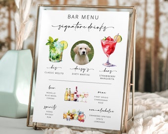 Signature Drink Sign, Modern Editable Drink Menu, Printable Bar Menu, Minimalist Bar Menu Sign, 3000+ Images Editable Template - Myla