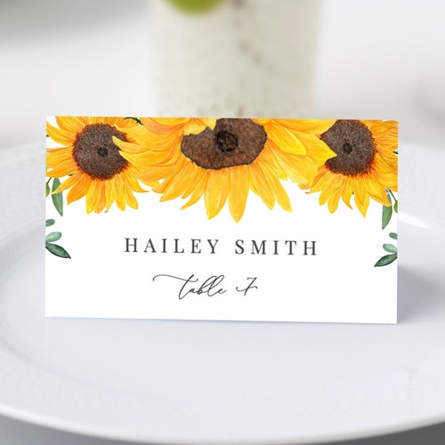 Sunflower Place Card Template Printable Wedding Escort Card - Etsy