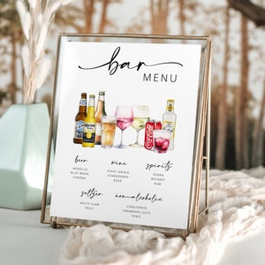 Plantilla de menú de bar, menú de bebidas moderno y editable, menú de bar imprimible, más de 3000 imágenes, letrero de bebidas de bar, menú de bar minimalista editable - Myla