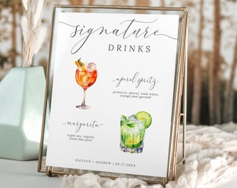 Signature Drink Sign, Minimalist Bar Menu Template, Modern Editable Drink Menu, Printable Bar Menu, 3000+ Images, Editable Template - Emelia