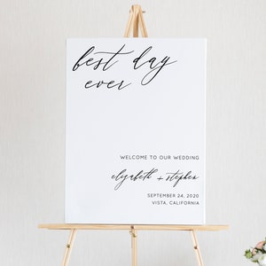 Eva - Modern Wedding Welcome Sign, Welcome to our Wedding Sign, Simple Elegant Minimalist, Black & White, Printable Instant Download