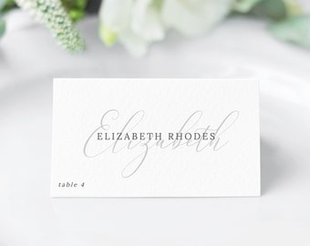 Elegant Wedding Place Card Template, Script Wedding Name Card, Printable Escort Card, 100% Editable, Instant Download - Emelia