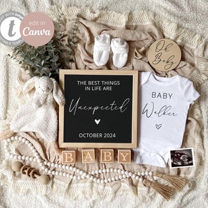 Digital Pregnancy Announcement for Social Media, Editable Letter Board Pregnancy Announcement, Gender Neutral Announcement, Instant Download