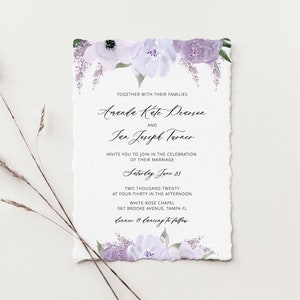 Lavender Wedding Invitation Template Download, Lilac Purple Wedding Invitation, Floral Wedding Suite, Editable Instant Download - Lillian