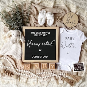 Digital Pregnancy Announcement for Social Media, Editable Letter Board Pregnancy Announcement, Gender Neutral Announcement, Instant Download