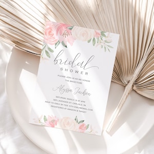 Alena - Invito per la doccia nuziale Blush EDITABLE, Invito per la doccia nuziale Boho floreale, Invito per il brunch nuziale, Modello Download immediato