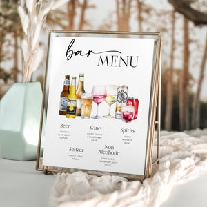 Bar Menu Template, Minimalist Signature Drink Sign, Modern Editable Drink Menu, Printable Bar Menu, 3000+ Images, Editable Template - Rylie