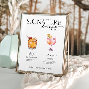 Signature Drink Sign, Minimalist Bar Menu Template, Modern Editable Drink Menu, Printable Bar Menu, 3000+ Images, Editable Template - Rylie