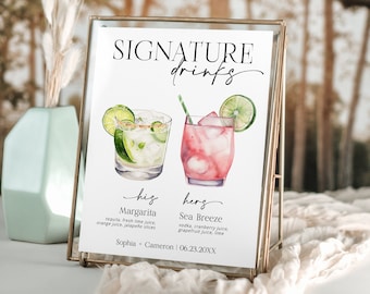 Signature Drink Sign, Minimalist Bar Menu Template, Modern Editable Drink Menu, Printable Bar Menu, 3000+ Images, Editable Template - Rylie