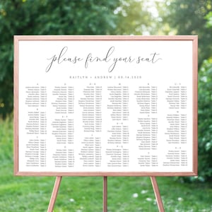 Alphabetical Elegant Seating Chart Template, Horizontal Minimalist Seating Chart Poster, Printable Template Instant Download - Emelia