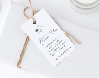 Eucalyptus Wedding Favor Tag Template, Elegant Greenery Wedding Thank You Tags, Bridal Shower Favor Tag, Instant Download - Aria
