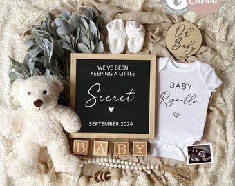 Digital Pregnancy Announcement for Social Media, Editable Letter Board Pregnancy Announcement, Gender Neutral Announcement, Instant Download