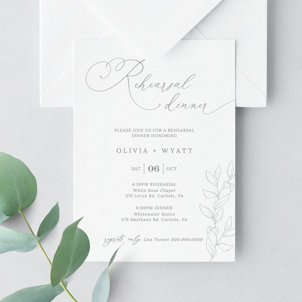 Eliana - Elegant Rehearsal Dinner Invitation, Simple Modern Minimalist, Rehearsal Dinner Invite, 100% Editable, Instant Download