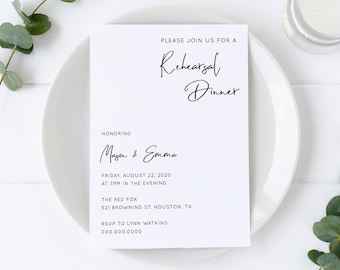 Lillie - Minimalist Rehearsal Dinner Invitation, Modern Simple Elegant, Rehearsal Dinner Invite, 100% Editable, Instant Download