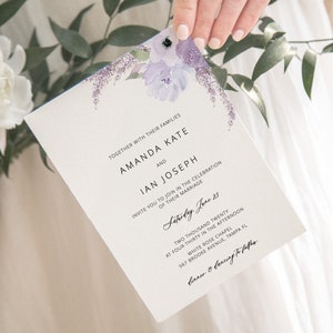 Lavender Wedding Invitation Template Download, Wedding Invitation Set, Purple Floral Wedding Suite, Editable Instant Download Lillian image 3
