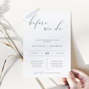 Before We Do, Rehearsal Dinner Invitation Template, Elegant Minimalist Modern, Rehearsal Dinner Invite, Editable Instant Download - Emelia