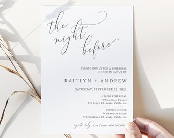 EDITABLE The Night Before Rehearsal Dinner Invitation, Modern Minimalist, Rehearsal Dinner Invite Template Instant Download - Emelia