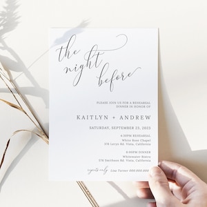 EDITABLE The Night Before Rehearsal Dinner Invitation, Modern Minimalist, Rehearsal Dinner Invite Template Instant Download - Emelia