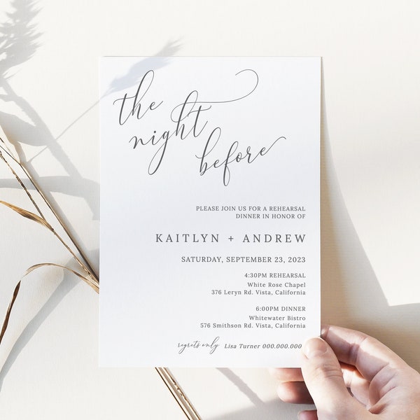 EDITABLE The Night Before Rehearsal Dinner Invitation, Modern Minimalist, Rehearsal Dinner Invite Template Instant Download - Emelia