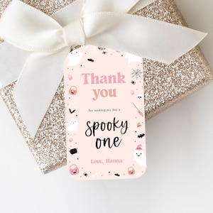 Editable Spooky One Favor Tag Template, Pink Girl Halloween Thank You Tags, Spooktacular 1st Birthday Favor Tag, Instant Download - Lolli