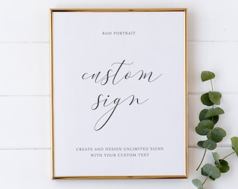 Custom Wedding Sign Template, Elegant Script Wedding Sign Kit, Create Unlimited Signs, 8x10 and 10x8, Editable Instant Download - Emelia