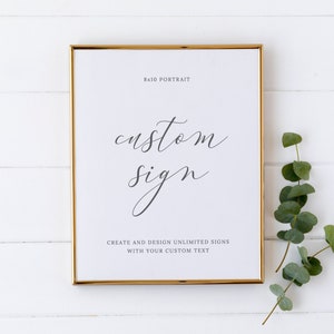 Custom Wedding Sign Template, Elegant Script Wedding Sign Kit, Create Unlimited Signs, 8x10 and 10x8, Editable Instant Download - Emelia