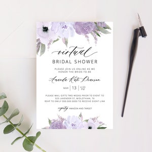 Alya Dusty Blue Floral Social Distance Bridal Shower Invite Bridal Shower by Mail Invitation Editable Instant Download