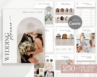 250+ Page Canva Wedding Planner Template Bundle, Editable Wedding Planning Book, Wedding Checklist Binder, Printable Wedding Planner - Rylie