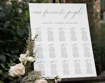 Minimal Wedding Seating Chart Template, Modern Boho Wedding Table Plan, Our Favorite People Seating, Editable Instant Download - Emelia