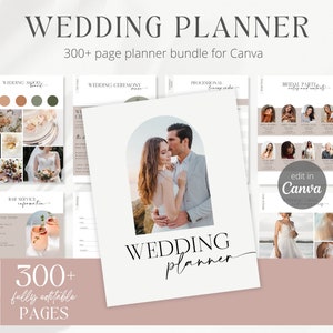 300+ Page Canva Wedding Planner Template Bundle, Editable Wedding Planning Book, Day Of Wedding Binder, Wedding Checklist Planner - Rylie