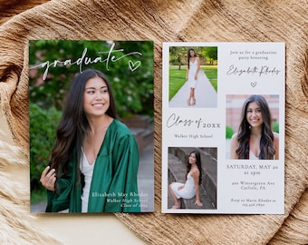 Editable Graduation Invitation Template, Modern Graduation Announcement, Senior Graduate Party Invitation, Graduation Party Download - Myla