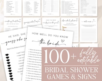 Bridal Shower Game Bundle, Minimalist Bridal Shower Games, Modern Bridal Shower Games Pack, Fully Editable Download - Myla