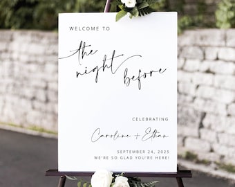 EDITABLE The Night Before Welcome Sign, Rehearsal Dinner Welcome Sign, Welcome to the Night Before, Printable Instant Download - Myla