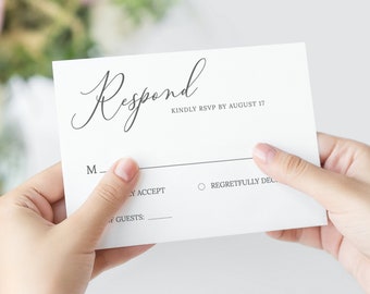 RSVP Card Template, Wedding Insert, Bridal Shower Insert, Wedding Registry, Printable Insert Card, 100% Editable - Emelia