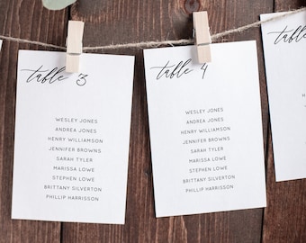 Simple Modern Wedding Seating Chart Template, Wedding Table Numbers, Elegant Script Seating Plan, Editable Instant Download - Eva