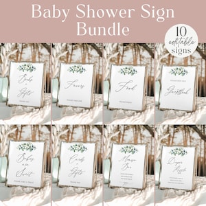 Lot de panneaux pour baby shower, eucalyptus, panneaux de verdure pour baby shower, ensemble de panneaux pour baby shower, téléchargement modifiable - Arden