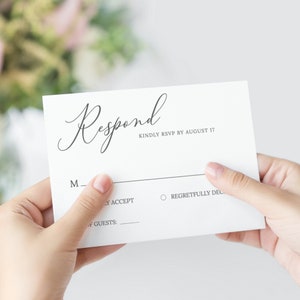 RSVP カード テンプレート、ウェディング インサート、ブライダル シャワー インサート、ウェディング レジストリ、印刷可能なインサート カード、100% 編集可能 - Emelia