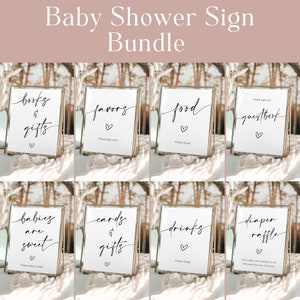 Babyparty-Schilder-Bundle, Babyparty-Schilder, minimalistische Babyparty-Tischschilder, modernes Babyparty-Schilder-Set, bearbeitbarer Download - Myla