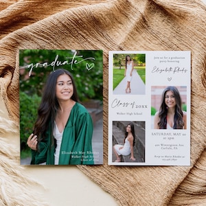 Editable Graduation Invitation Template, Modern Graduation Announcement, Senior Graduate Party Invitation, Graduation Party Download - Myla