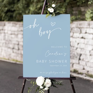 Oh Boy-Baby-Dusche Willkommen Zeichen, Junge-Baby-Dusche Willkommen Poster, Blau-Baby-Dusche-Zeichen, Printable Sofortiger Download - Asher