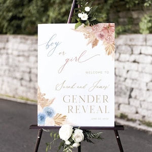 Boho Gender Reveal Welcome Sign, Gender Reveal Welcome Poster, Floral Gender Reveal Sign, Printable Instant Download - Brooks