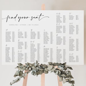 Minimalistischer Sitzplan für Hochzeiten, Sitzplan für Hochzeiten, Sitzordnung - Myla