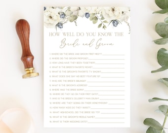 How Well Do You Know the Bride, Floral Bridal Shower Games Printable, Boho Bridal Shower, Editable Template Instant Download - Tess