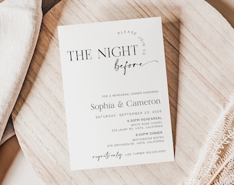 Editable The Night Before Rehearsal Dinner Invitation, Modern Minimalist Rehearsal Dinner Invite, Instant Download Template - Rylie